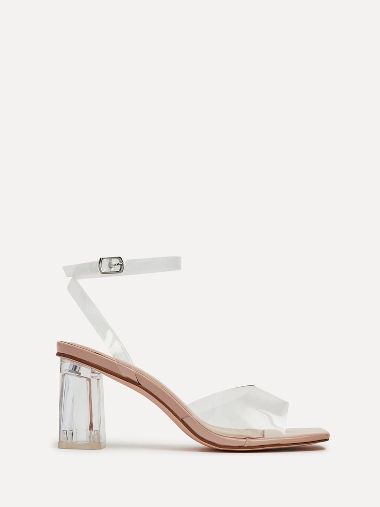 Linzi Nude Cindy Perspex Sandals With Block Heel - Image 2 of 5