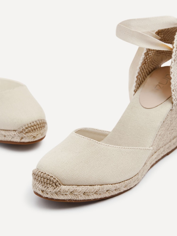 Alb - Linzi Bryony Closed Toe Espadrille Inspired Pantofi cu platformă Sandale - Image 5 of 6