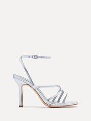 Linzi Silver Scarlett Faux Leather Strappy Heel Sandals With Ankle Strap - Image 2 of 5