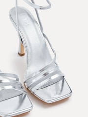 Linzi Silver Scarlett Faux Leather Strappy Heel Sandals With Ankle Strap - Image 4 of 5