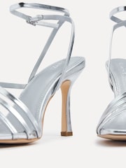 Linzi Silver Scarlett Faux Leather Strappy Heel Sandals With Ankle Strap - Image 5 of 5