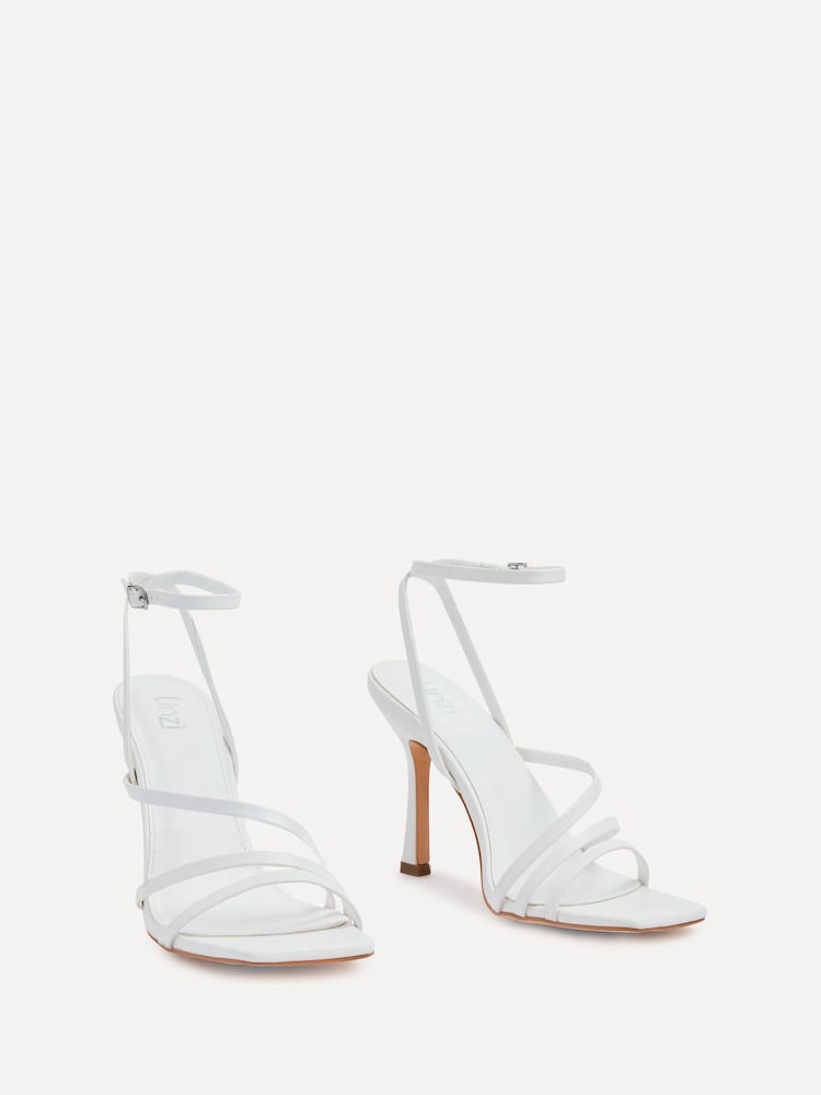 Linzi White Scarlett Faux Leather Strappy Heel Sandals With Ankle Strap - Image 3 of 5