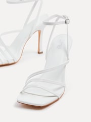 Linzi White Scarlett Faux Leather Strappy Heel Sandals With Ankle Strap - Image 4 of 5