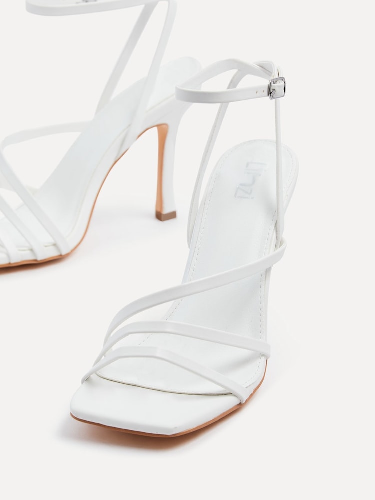 Linzi White Scarlett Faux Leather Strappy Heel Sandals With Ankle Strap - Image 4 of 5