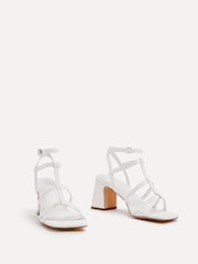 Linzi White Velma Gladiator Style Block Heel Sandals - Image 3 of 5
