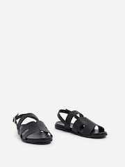 Linzi Black Island Flat Sandals With Velcro Strap - Image 3 of 5