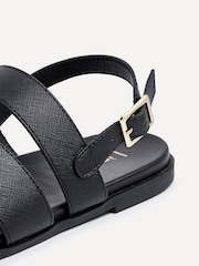 Linzi Black Island Flat Sandals With Velcro Strap - Image 5 of 5