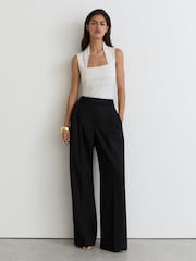 Branco - Blusa sem mangas Reiss Harri com decote quadrado e franzido - Imagem 3 de 6