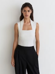 Branco - Blusa sem mangas Reiss Harri com decote quadrado e franzido - Imagem 4 de 6