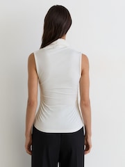 Branco - Blusa sem mangas Reiss Harri com decote quadrado e franzido - Imagem 5 de 6