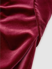Reiss Red Dasha Velvet Structured Strapless Midi Dress - Image 8 of 8