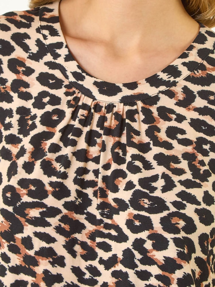 Roman Natural Pleated Animal Print Shell Top - Image 5 of 5 Roman Natural Pleated Animal Print Shell Top - Image 5 of 5