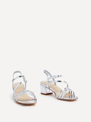 Linzi Silver Afia Strappy Block Heel Sandals - Image 3 of 5