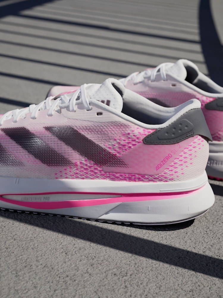 adidas White/Pink Adizero SL2 Shoes - Image 3 of 16