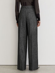 Reiss Dark Grey Camila Wool-Silk Herringbone Wide-Leg Trousers - Image 7 of 8
