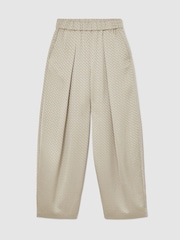 Reiss Champagne Neutral Dia Petite Jacquard Pleated Tapered Trousers - Image 2 of 8