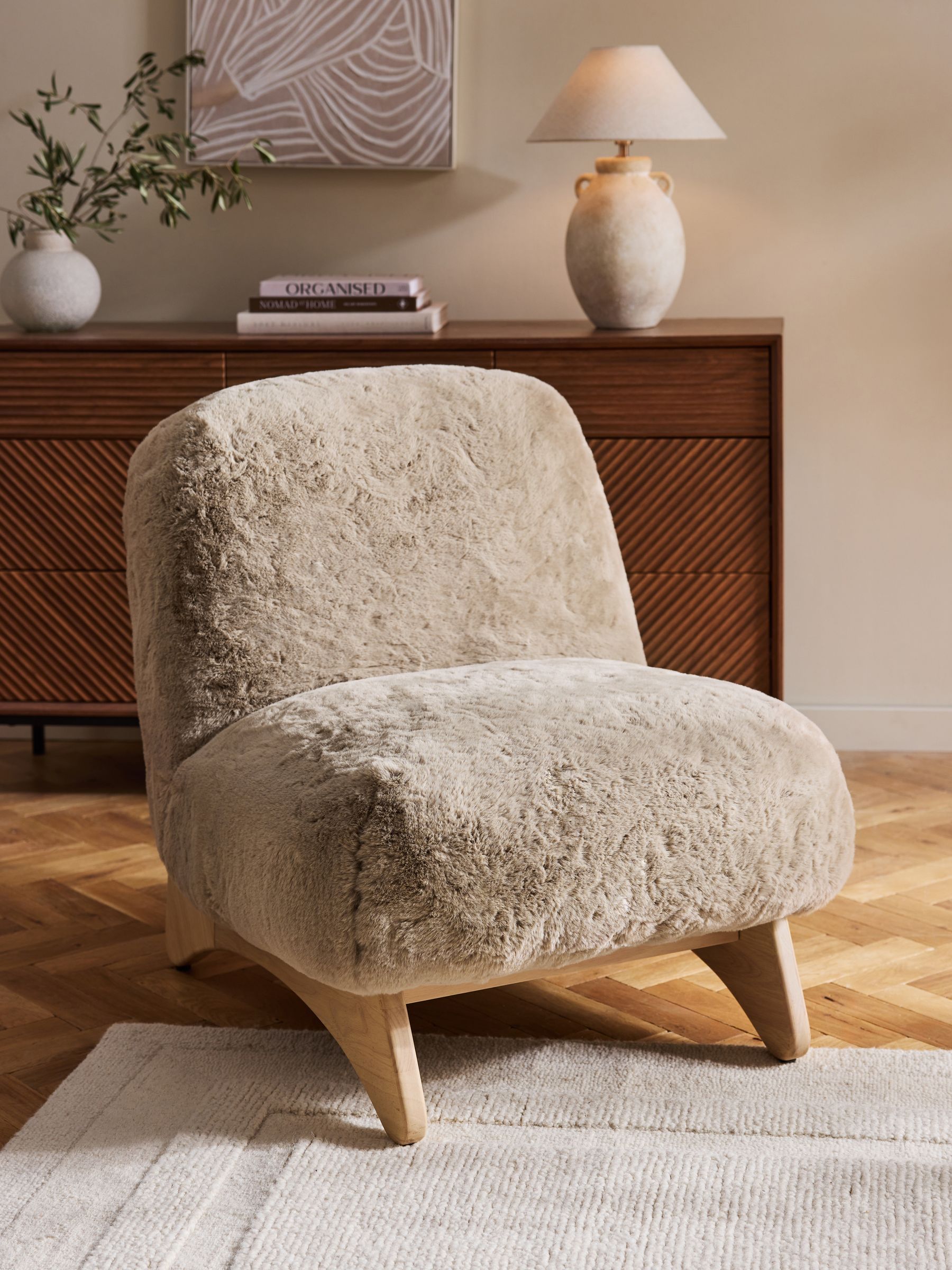 Buy Oslo Faux Fur Mink Natural Alfie Accent Chair from the Next UK online shop