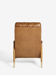 Vintaged Faux Leather Light Brown Bronx Effect Flinton Wooden Highback Chair - Image 9 of 10