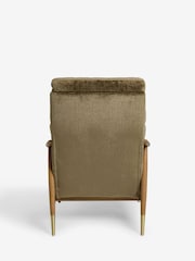 Plush Chenille Moss Green Bronx Effect Frame Flinton Wooden Highback Chair - Image 8 of 9
