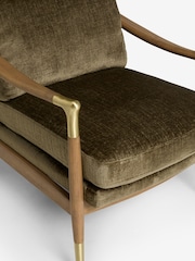 Plush Chenille Moss Green Bronx Effect Frame Flinton Wooden Highback Chair - Image 9 of 9
