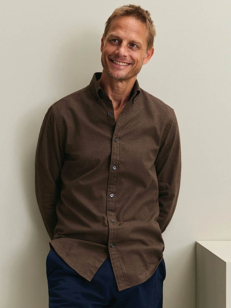 Қоңыр - Slim Fit - Charles Tyrwhitt қылқаламмен қапталған фланель жейде - 6суретінің 1 суреті