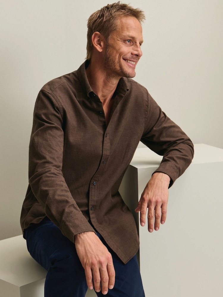 Қоңыр - Slim Fit - Charles Tyrwhitt қылқаламмен қапталған фланель жейде - 6суретінің 2 суреті