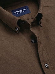 Қоңыр - Slim Fit - Charles Tyrwhitt қылқаламмен қапталған фланель жейде - 6суретінің 5 суреті