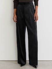 marine - Reiss Gretel Velvet Corduroy Wide-Leg Trousers - Image 3 sur 8
