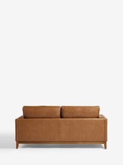 Vintaged Faux Leather Light Brown Bennett Wooden 3 Seater Sofa - Image 7 of 8