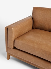 Vintaged Faux Leather Light Brown Bennett Wooden 3 Seater Sofa - Image 8 of 8