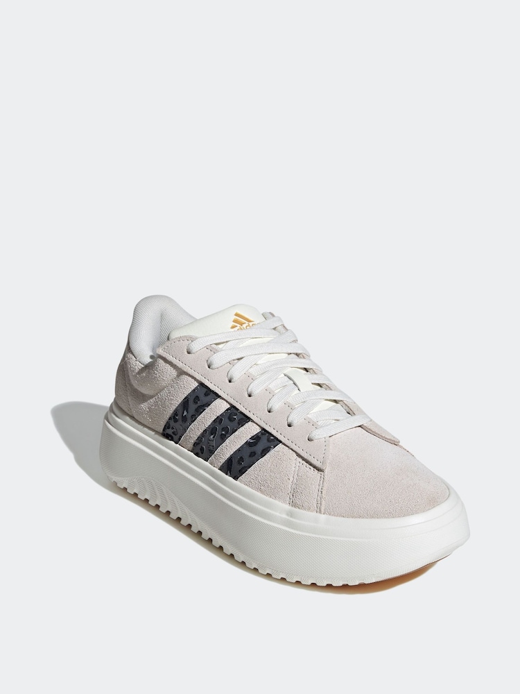 adidas Grey/white Sportswear Grand Court Platform Trainers - Image 3 of 10