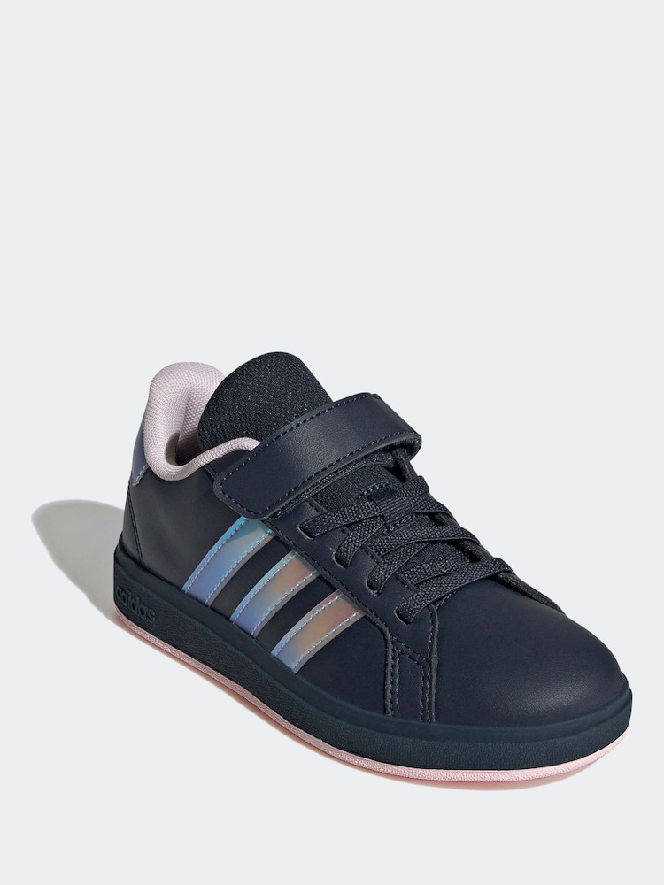 Buy adidas Navy/Metallic Grand Court 2.0 Elastic Lace Kids Trainers from  Next Kuwait