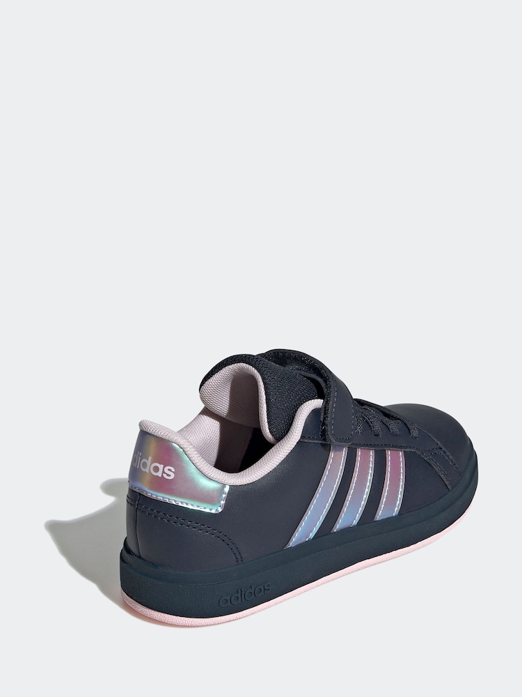 Buy adidas Navy/Metallic Grand Court 2.0 Elastic Lace Kids Trainers from  Next Kuwait