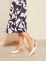Friends Like These Cream Regular Fit Kitten Heel Slingback Court Shoe - Image 3 of 5