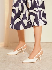 Friends Like These Cream Regular Fit Kitten Heel Slingback Court Shoe - Image 5 of 5