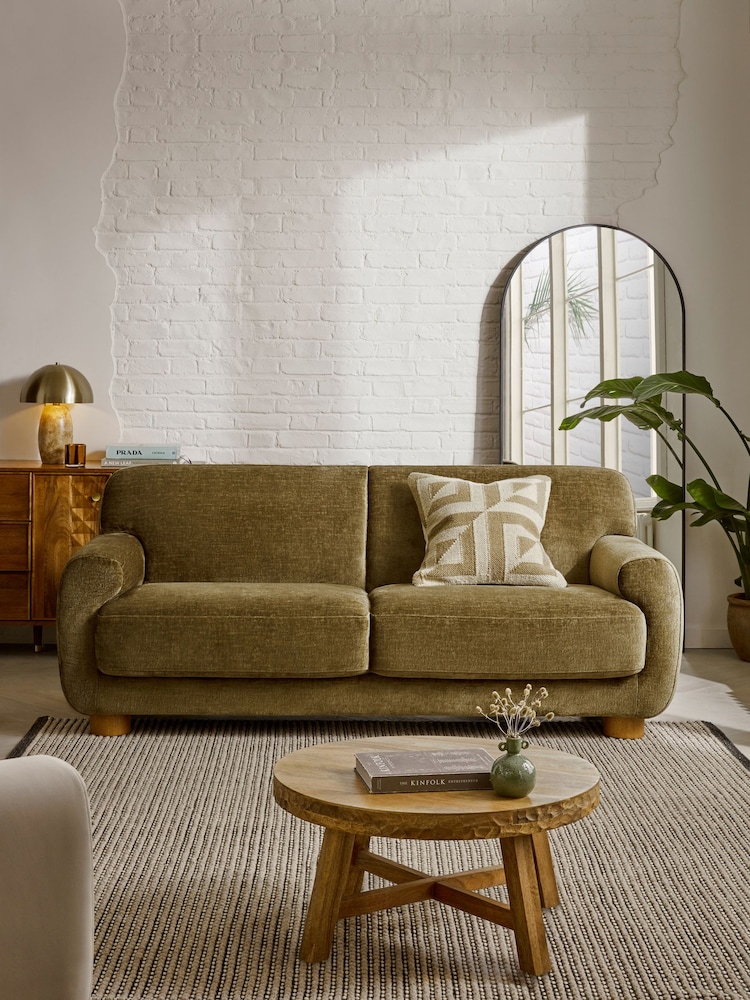 Plush Chenille Moss Green Jude 3 Seater Sofa - Image 1 of 8