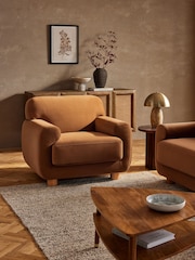 Soft Velvet Caramel Brown Jude Accent Chair - Image 1 of 10