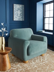 Soft Velvet Slate Teal Blue Jude Accent Chair - Image 4 of 7