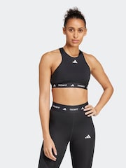 adidas Black Techfit Power Impact Medium Support Sports Bra - Image 1 of 8