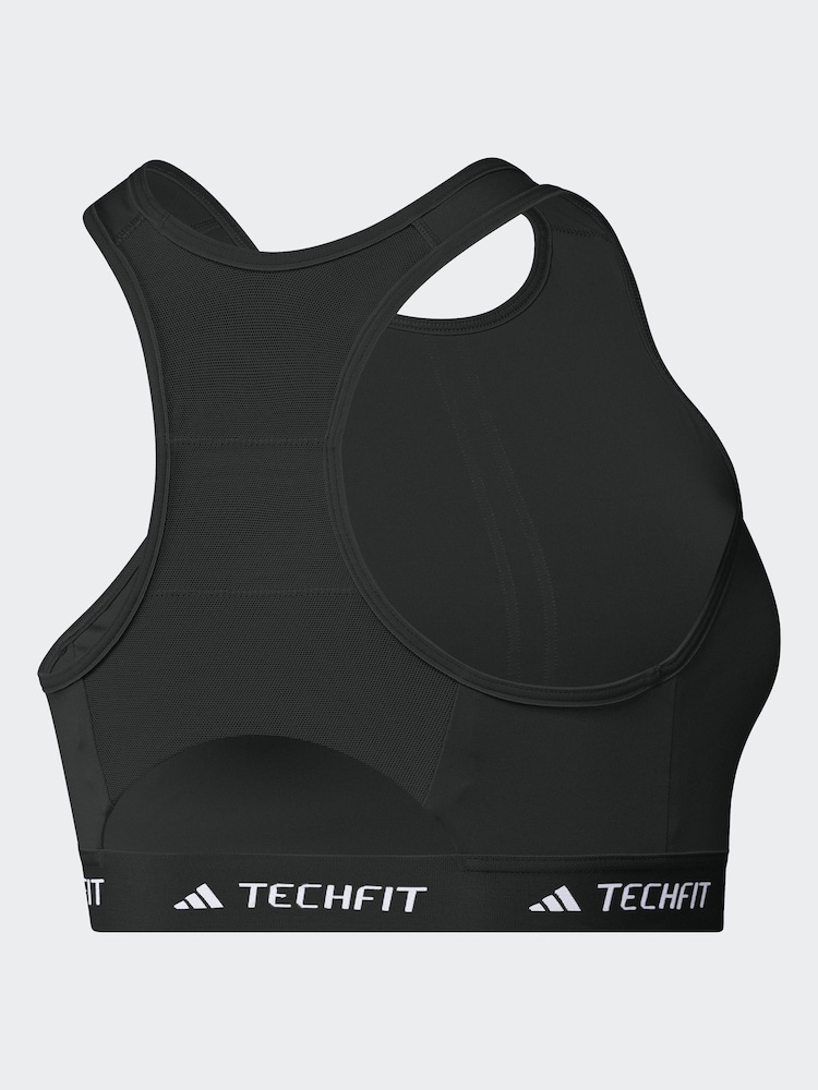 adidas Black Techfit Power Impact Medium Support Sports Bra - Image 8 of 8