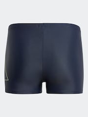 adidas Blue Navy Performance Big Bars Swim Boxer Shorts - Image 2 of 5