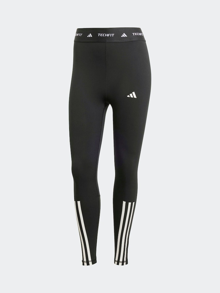 adidas Black Techfit 3 Stripe 7/8 Leggings - Image 7 of 7