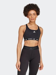 adidas Black Medium Support Techfit Powerreact Bra - Image 1 of 10
