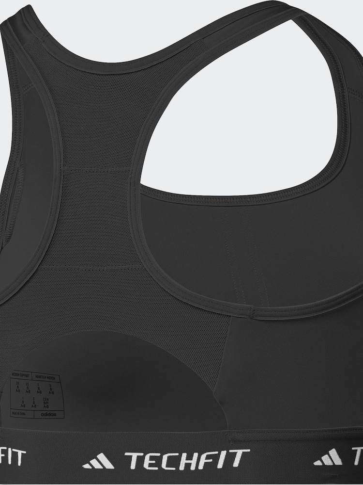 adidas Black Medium Support Techfit Powerreact Bra - Image 10 of 10
