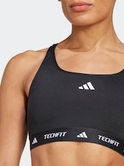 adidas Black Medium Support Techfit Powerreact Bra - Image 5 of 10