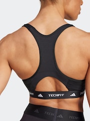 adidas Black Medium Support Techfit Powerreact Bra - Image 6 of 10