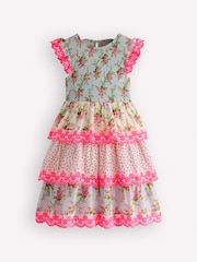 Boden Pink Tiered Lace Trim Dress - Image 1 of 3