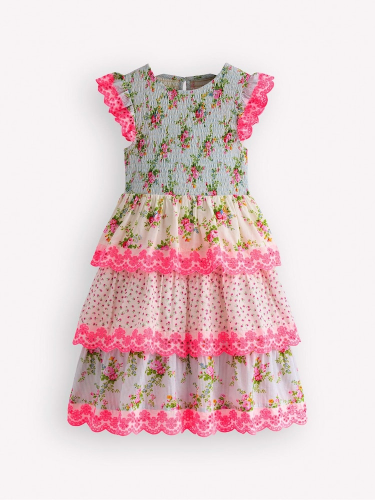 Boden Pink Tiered Lace Trim Dress - Image 1 of 3 Boden Pink Tiered Lace Trim Dress - Image 1 of 3