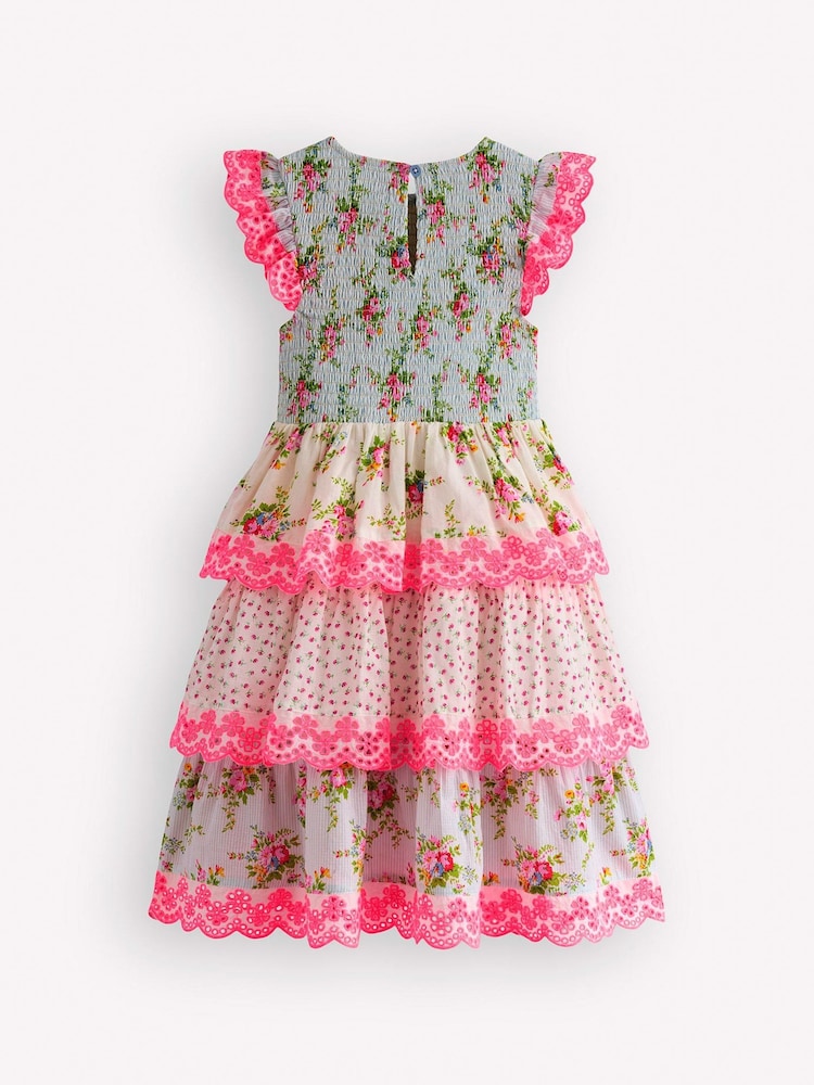 Boden Pink Tiered Lace Trim Dress - Image 2 of 3 Boden Pink Tiered Lace Trim Dress - Image 2 of 3