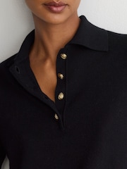 Reiss Black Avery Wool-Cashmere Half-Button Jumper - Image 3 of 6